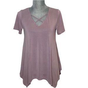 Design Lab By Lord & Taylor’s Pink Top Criss Cross Front Size Small